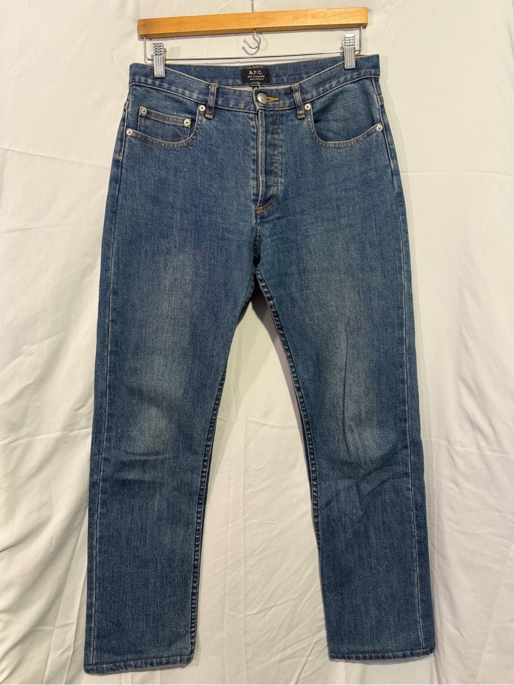 A.P.C. New Standard Jeans Mens 28 Blue Straight Button Fly French Designer